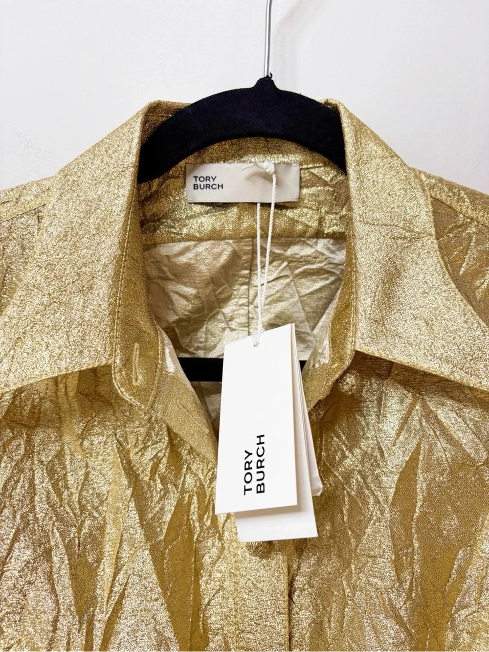 New Tory Burch Crushed Silk Button Down Shirt